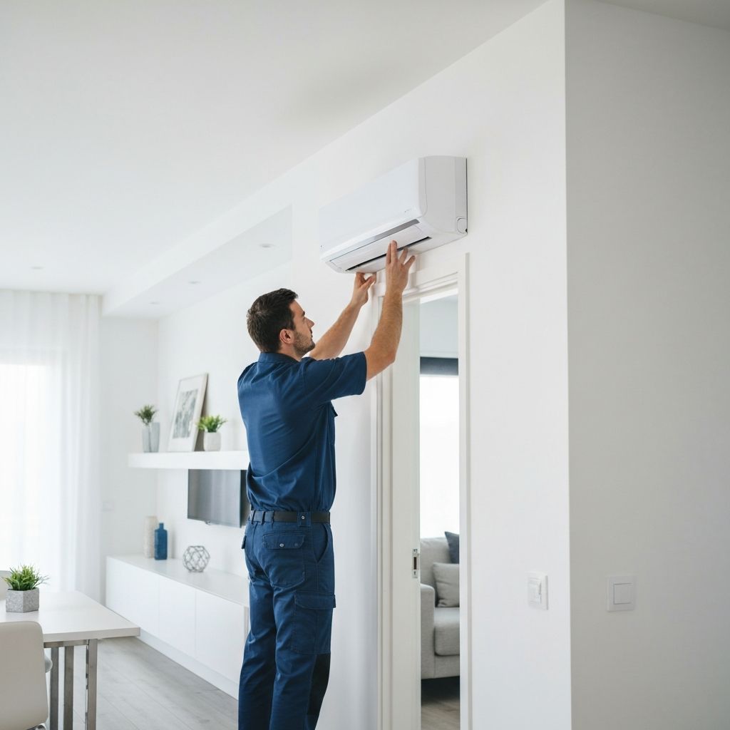 Professional AC technician installing split AC unit in Gurgaon